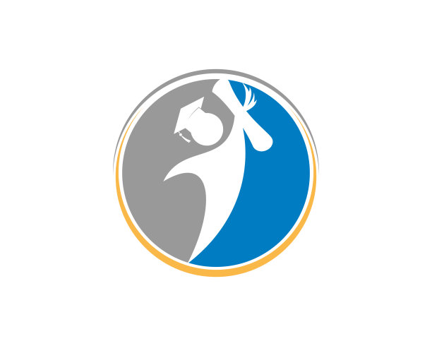 跳跃学生毕业剪影在圆圈标志图片下载