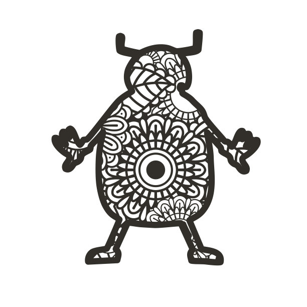 在白色背景上分离的Zentangle昆虫。图片下载