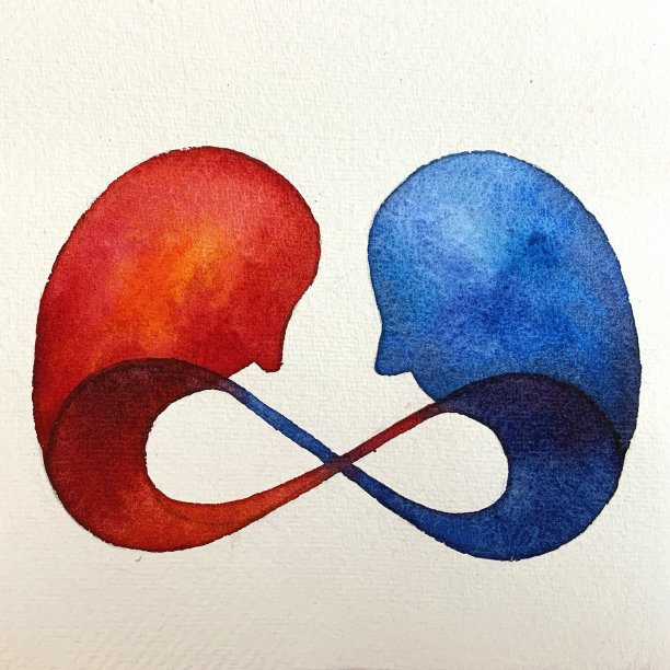 水彩画插图情侣相爱图片下载