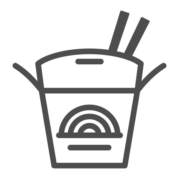 面条盒线图标，亚洲食品概念，日本拿出盒矢量标志在白色背景，轮廓风格图标为移动概念和网页设计。矢量图形。图片下载
