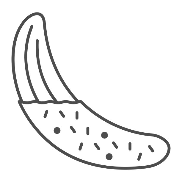 香蕉在巧克力釉细线图标，街头食品概念，巧克力覆盖香蕉矢量标志上的白色背景，轮廓风格图标的移动概念和网页设计。矢量图形。图片下载