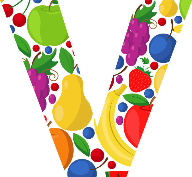 字母v使成熟的水果成为主题图片下载