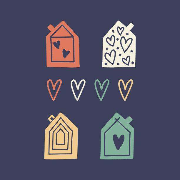 时髦的集原始可爱的房子在现代图片下载