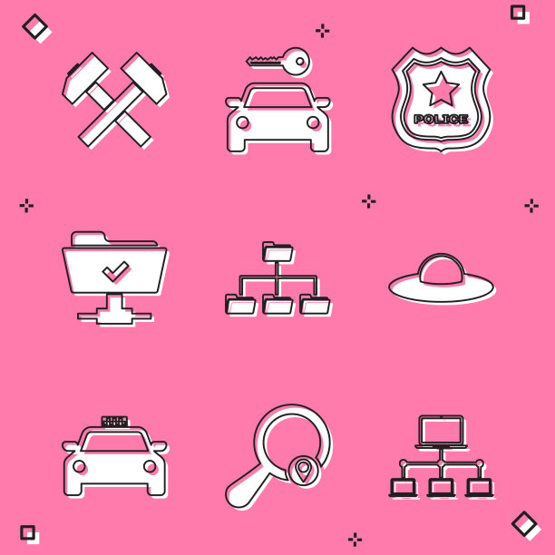 设置两个十字锤汽车租赁警察徽章图片下载