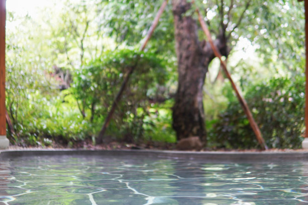 后院有温泉池，石排水设备图片下载