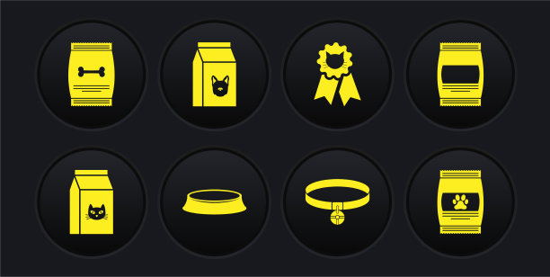 为猫宠物碗项圈设置袋装食物图片下载