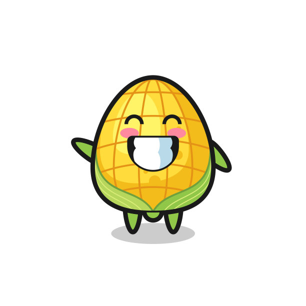 玉米卡通人物做挥手手势图片下载