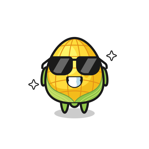 卡通吉祥物玉米与酷的姿态图片下载