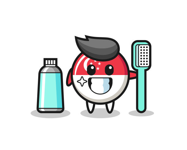 吉祥物新加坡国旗徽章配牙刷图片下载