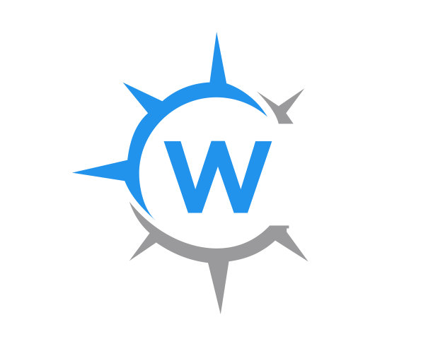 指南针标志设计与w字母概念图片下载