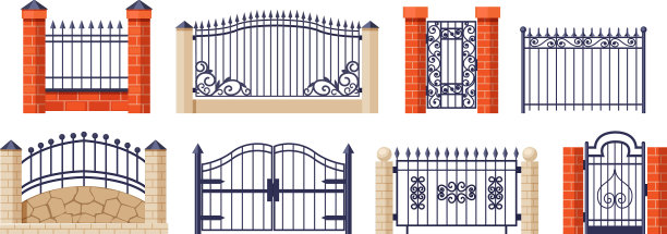 室外入口处设置大门栅栏图片下载