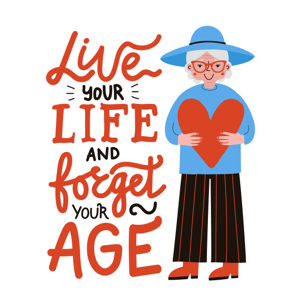 兴高采烈的老妇人手里拿着一颗巨大的红心图片下载