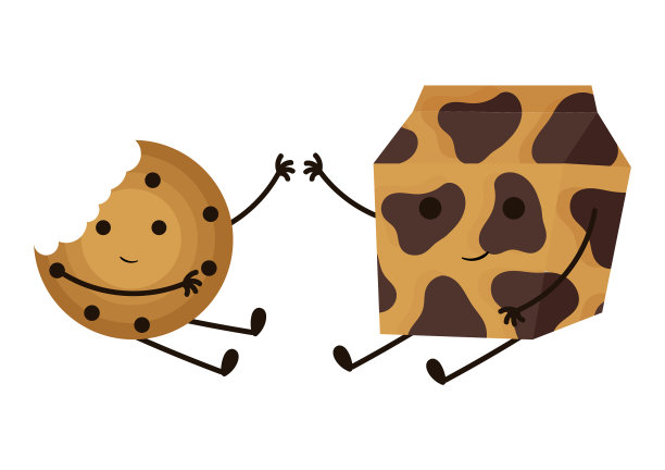 饼干和盒装牛奶图片下载