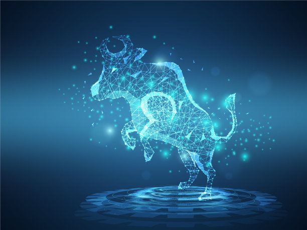 摘要公牛低多边形线框网格图片下载