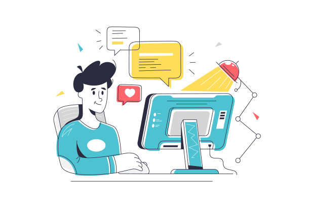 男主角坐在电脑设备前图片下载