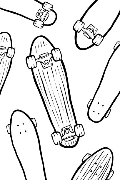 滑板明信片黑白图片下载