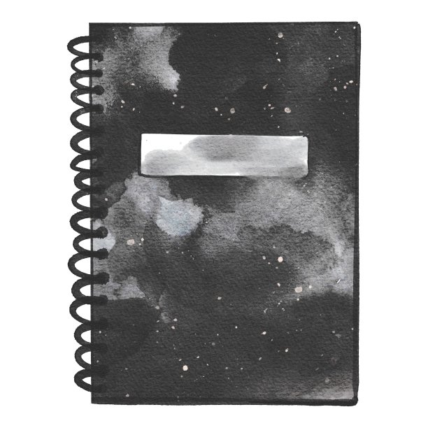 手绘水彩黑色笔记本学校。用于海报，印刷，卡片，图案，设计，模板，庆祝，儿童书籍，插图图片下载