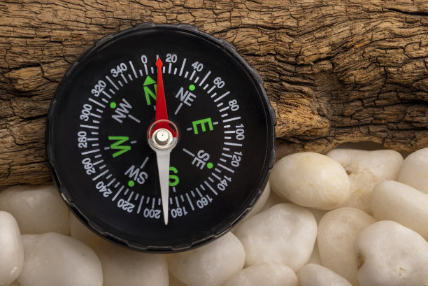 老式指南针，木制背景上的航海指南针图片下载