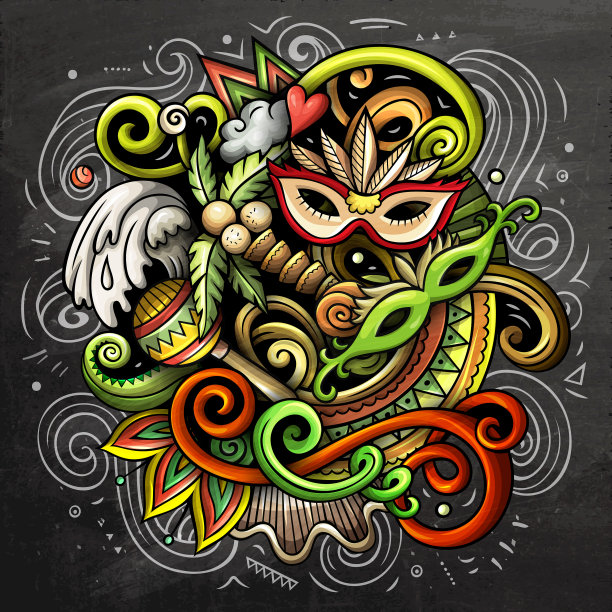 巴西卡通涂鸦黑板图片下载