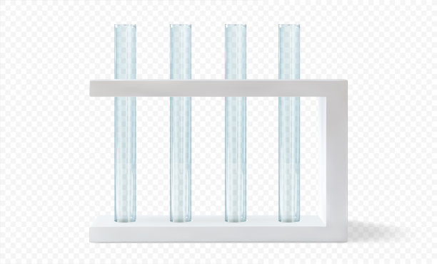 真实的试管被隔离。三维矢量插图透明空透明实验室玻璃图片下载