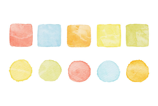 水彩无缝图案与明亮的圆点圆点和形状正方形图片下载