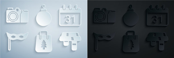 设置圣诞购物袋日历节日面具图片下载