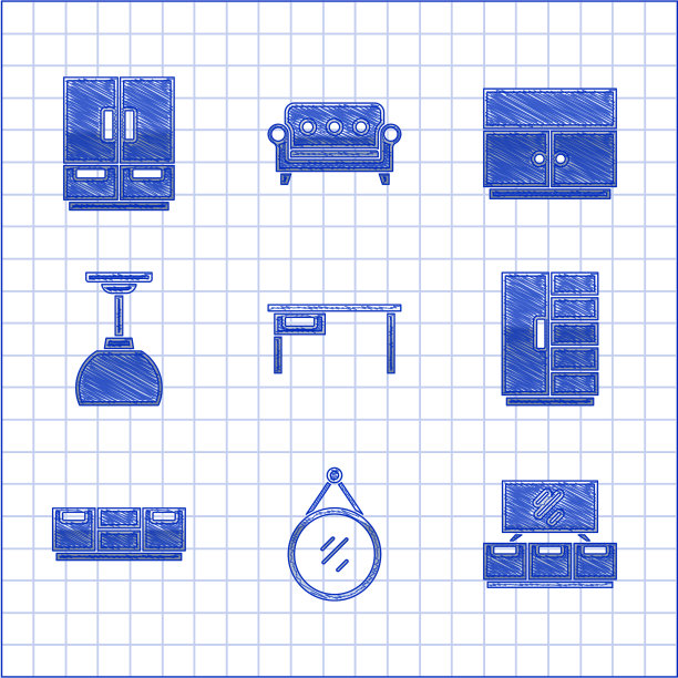 设置办公台、镜子、电视台、台架、衣柜图片下载