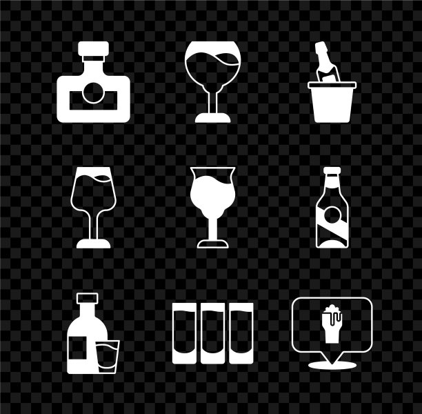 设置酒精饮料朗姆酒酒杯香槟等图片下载
