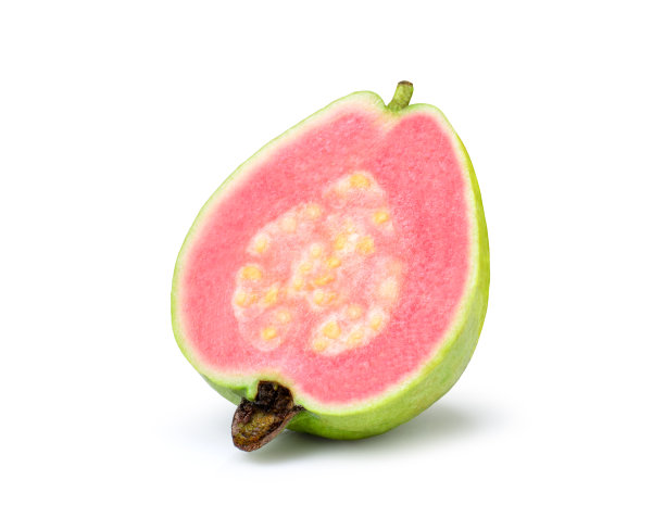 粉红色的番石榴果在白色上分离图片下载