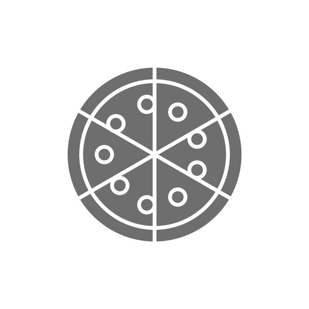 披萨意大利菜灰色图标孤立在白色上图片下载