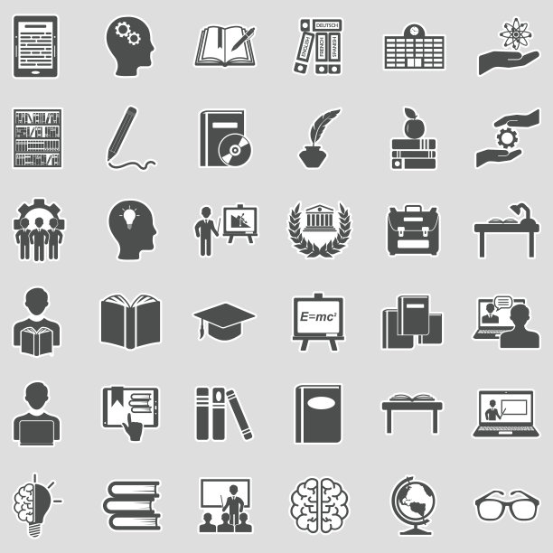 学习图标。贴纸设计。矢量插图。图片下载