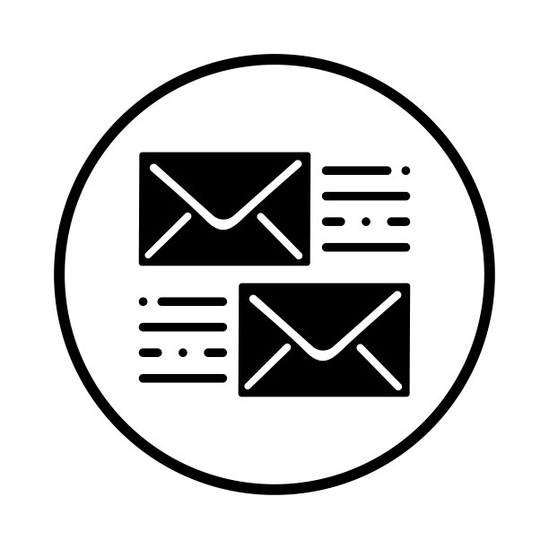 电子邮件，信件，营销，发送图标。圆形的黑色版本。图片下载
