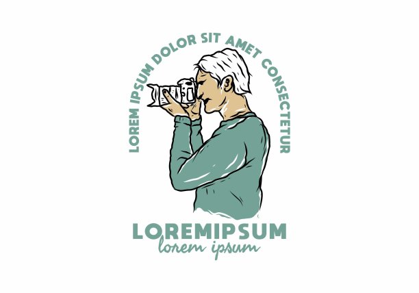 男人与相机插图设计图片下载