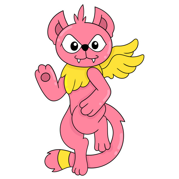 友好的猫天使正在飞翔，矢量插画艺术。涂鸦图标形象卡哇伊。图片下载