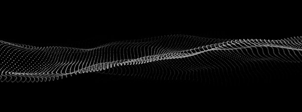 未来数字波。黑暗的网络空间。带有点的抽象矢量波。背景上白色的移动粒子。图片下载