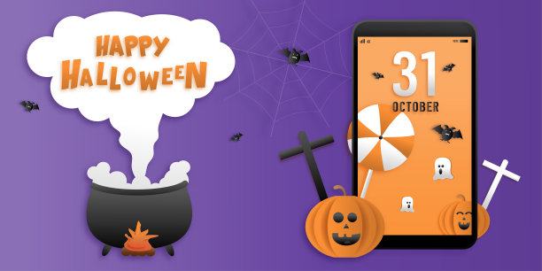 网上购物万圣节促销横幅图片下载