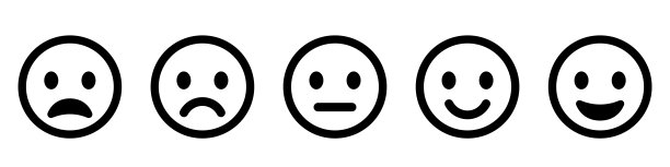 表情符号。Emoji面临集合。Emojis平的风格。开心和悲伤的表情。直线笑脸-股票向量。图片下载