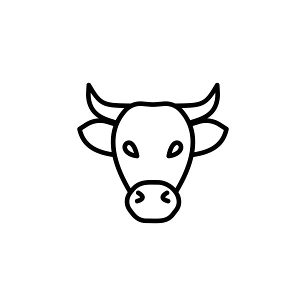 简单风格的牛线图标。矢量符号在一个简单的风格孤立在一个白色的背景。64 x64像素。图片下载