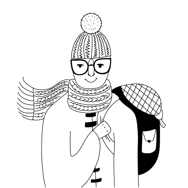 线条艺术的人穿着暖和的衣服图片下载