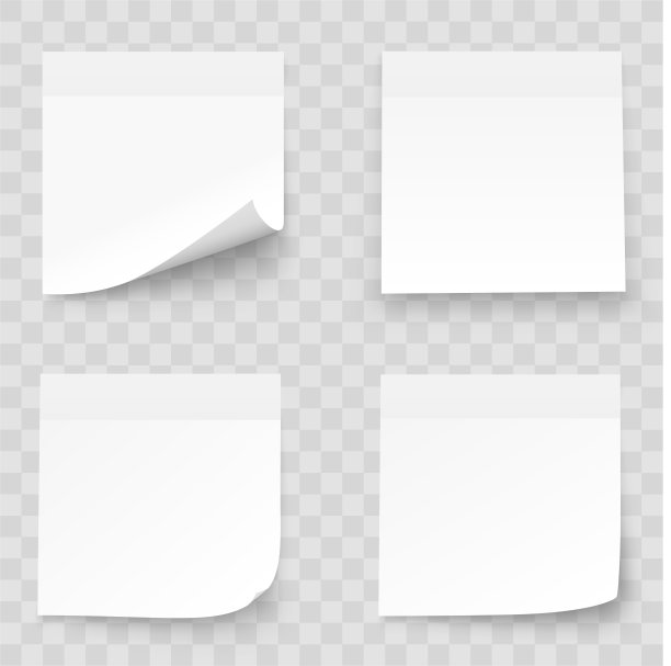 在白色背景上隔离的现实集贴音符。贴它的笔记收集与影子股票向量。图片下载