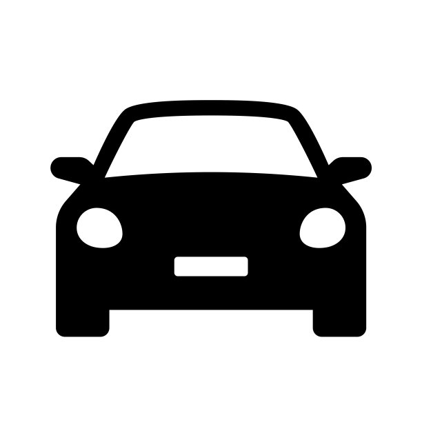汽车图标。汽车车辆孤立。运输图标。汽车剪影正面视图。轿车，车辆或汽车符号上的白色背景-股票矢量。图片下载
