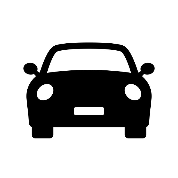 汽车图标。汽车车辆孤立。运输图标。汽车剪影正面视图。轿车，车辆或汽车符号上的白色背景-股票矢量。图片下载