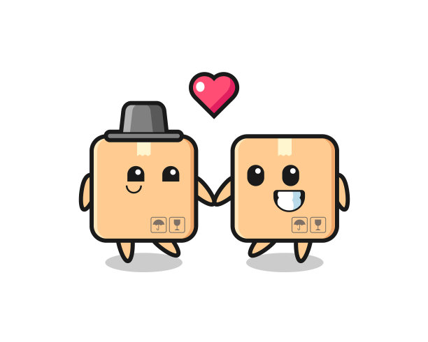 纸箱卡通人物情侣与秋天图片下载