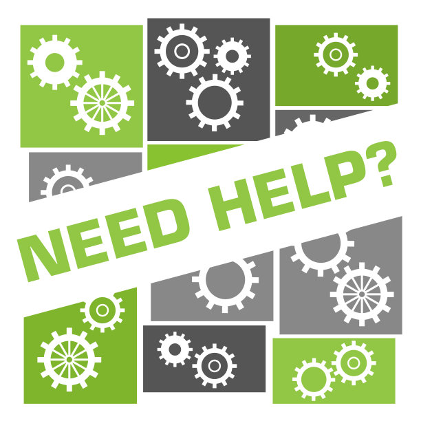 需要帮助绿色灰色齿轮网格徽章风格图片下载