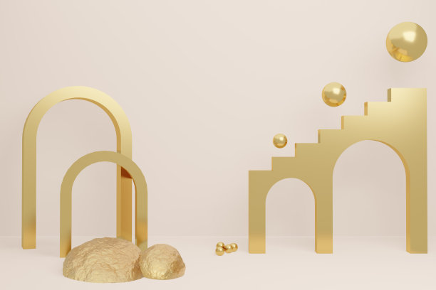 简约风格的现代艺术，以优雅时尚的美容产品装饰蒙太奇为背景。3 d渲染。图片下载