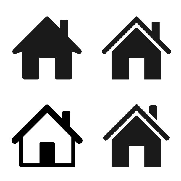 房子的图标集。家图标集合。房地产。扁平风格房屋符号的应用程序和网站上的白色背景-股票矢量。图片下载