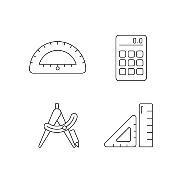 建筑学学生工具线性图标设置图片下载