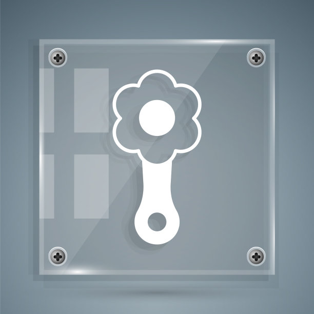 白色拨浪鼓婴儿玩具图标隔离在灰色图片下载