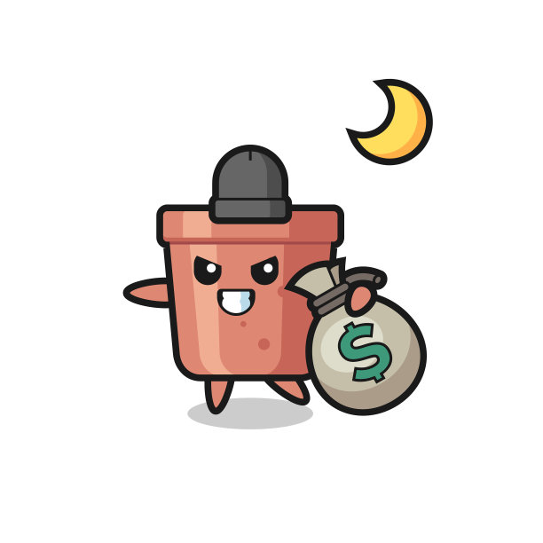 花盆卡通是偷钱的图片下载