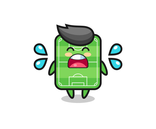 带有哭泣手势的足球场卡通图片下载